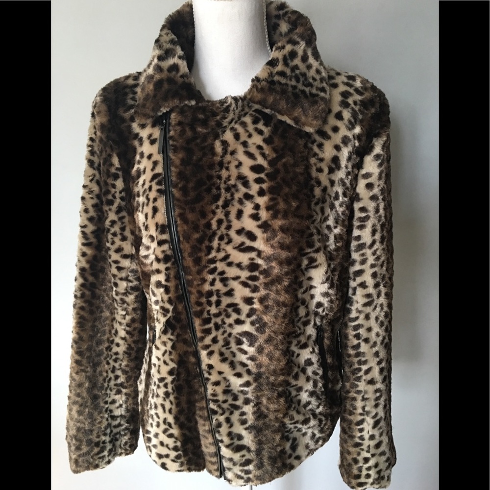 Adrienne Landau Faux Fur Asymmetrical Zip Jacket